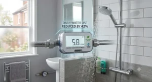Smart water meter showing lower litres per minute after fitting an eco shower head