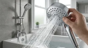 User switching spray modes on a multi pattern high pressure shower head for a power massage spray