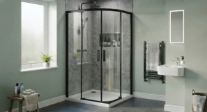 Contemporary quadrant shower enclosure featuring a stylish matte black frame