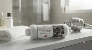 Replacement mineral and carbon cartridge for a British shower head filter for chlorine