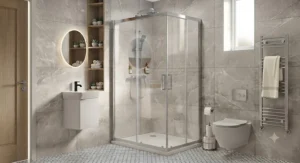 Functional sliding door shower enclosure ideal for optimising a small bathroom layout