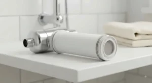 Universal shower head filter replacement cartridge suitable for most standard UK shower fittings.