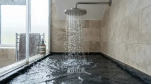 Durable anti-slip shower tray coating providing extra grip under running water