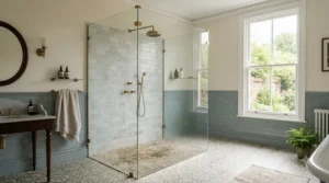 Luxurious walk-in enclosure with an anti-slip shower tray in a Victorian property