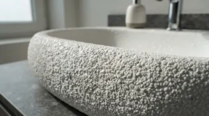 Close-up view of the anti-slip textured surface on a slimline shower tray