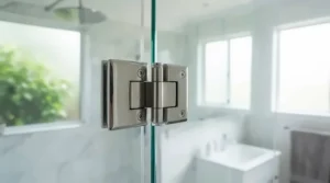 Stylish chrome-framed bi-fold shower door enclosure with clear safety glass