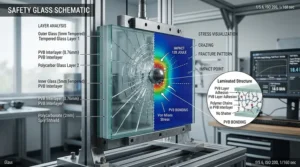 Durability and safety features demonstration for toughened safety glass used in shower enclosures