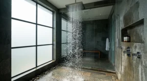 A robust thermostatic shower valve delivering a strong flow for a power shower setup