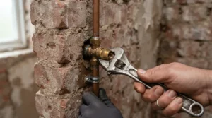 Step-by-step DIY plumbing setup for fitting an exposed shower valve on brickwork