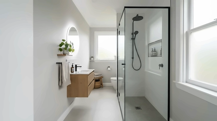 An 8.5kW electric shower designed to save space in smaller bathroom sizes