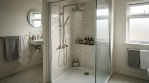 An electric shower for combi boiler working effectively in a property with low water pressure
